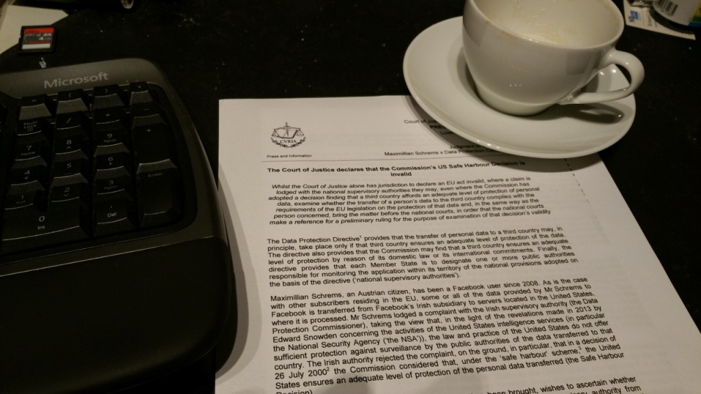 The verdict from the ECJ, and a large cup of coffee.