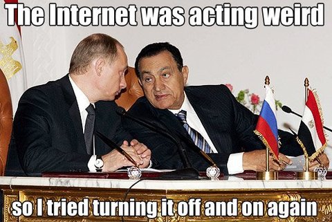 Egyptian ex-president Mubarak turned the Internet off and back on again