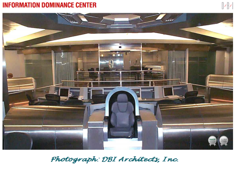 Photo from NSA's Information Dominance Center. Photo via the architects, via the Intercept.