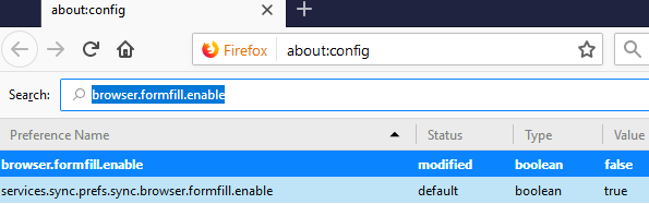 Disable Formfill for strong Firefox security