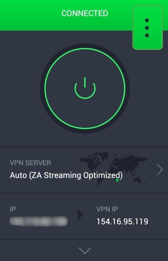 PIA desktop app with menu button highlighted