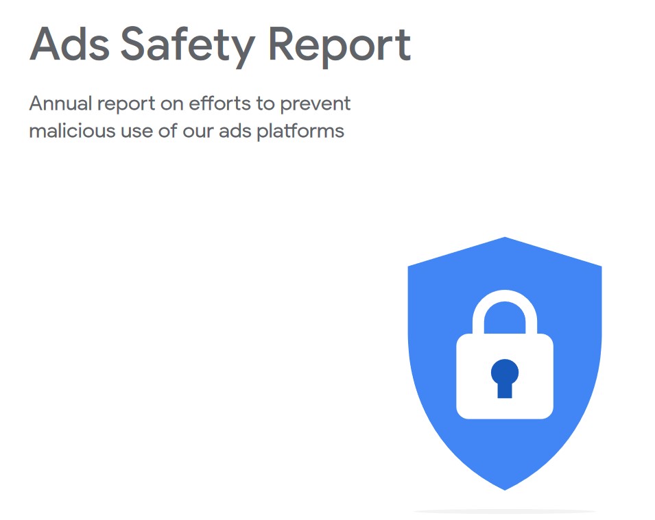 First page of Google Ads Safety Report.