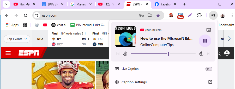 Die Mediensteuerung von Chrome.