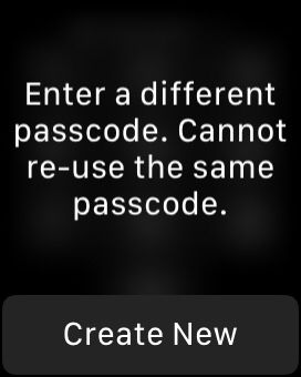 a smatwtach display asking the user to enter a different passcode