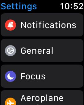 smartwatch settings option