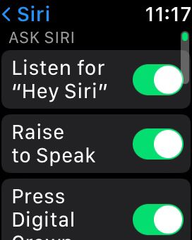 Smartwatch Siri option