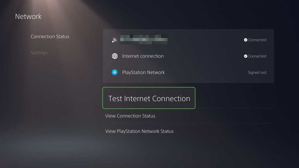 PS5 Network settings – Test Internet Connection