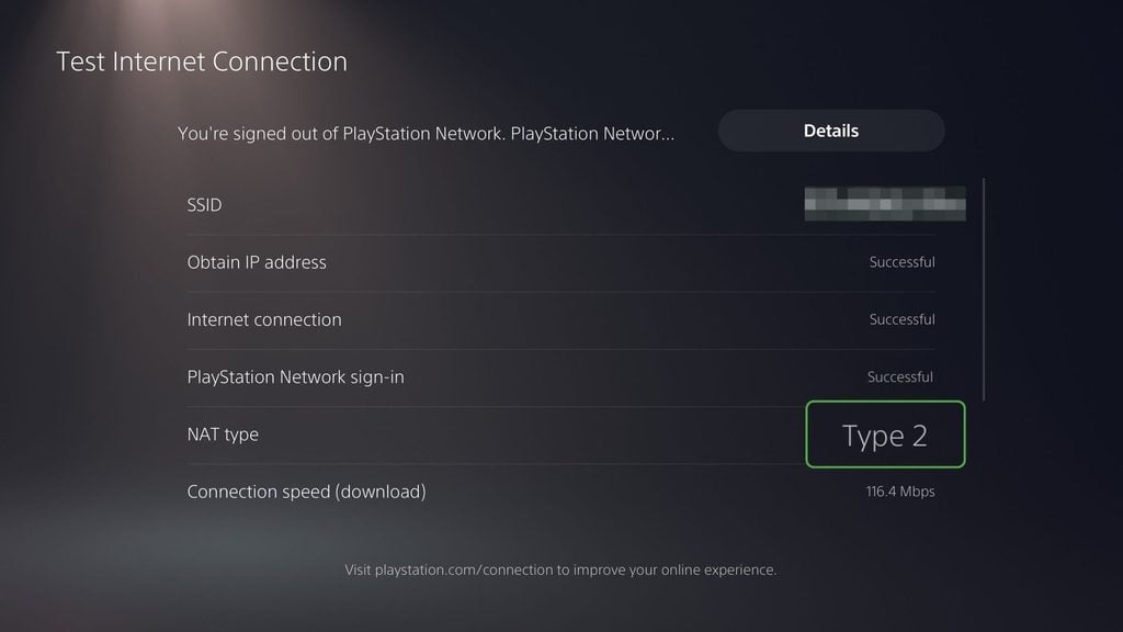 PS5 Nat type indicated