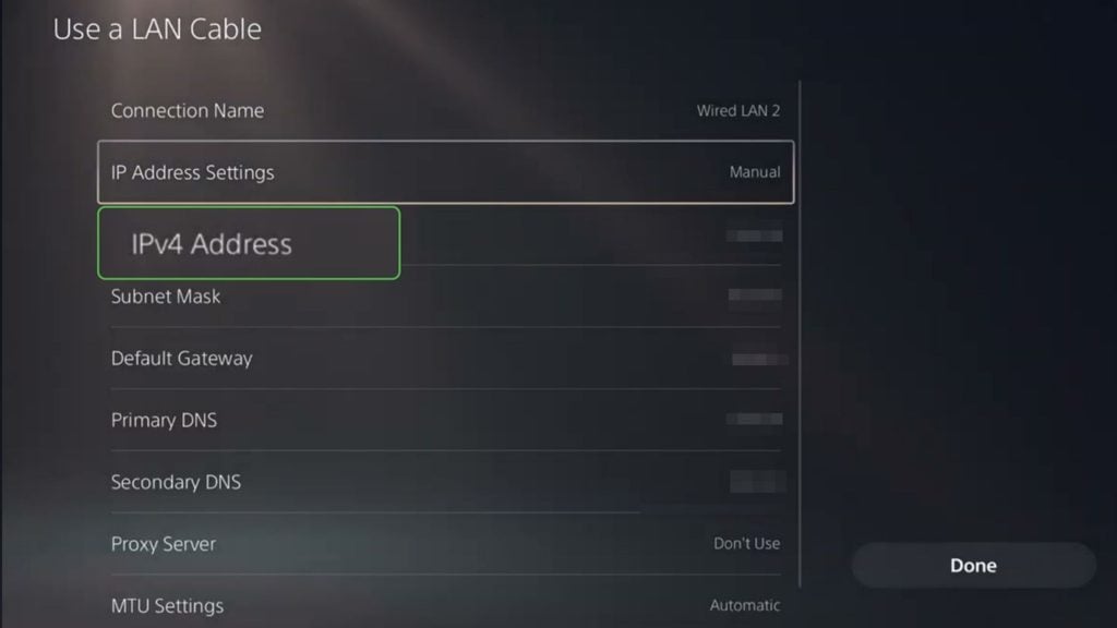 PS5 IPv4 Address information