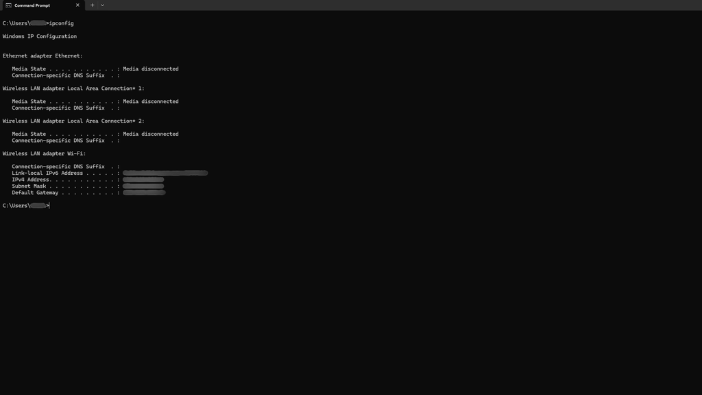 ipconfig command line tool on Windows.