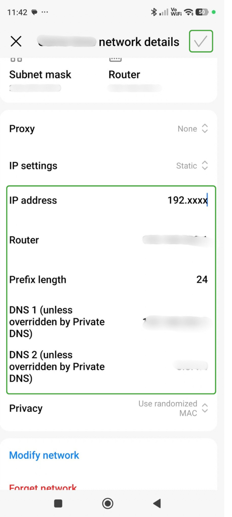 Save the changes to updated IP address and related data.