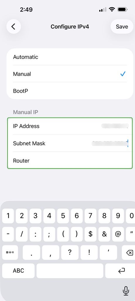 Enter the new IP address.