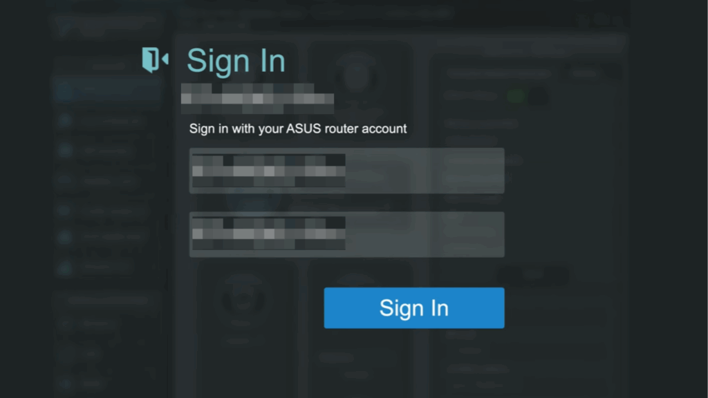 Image of the ASUS router admin panel login