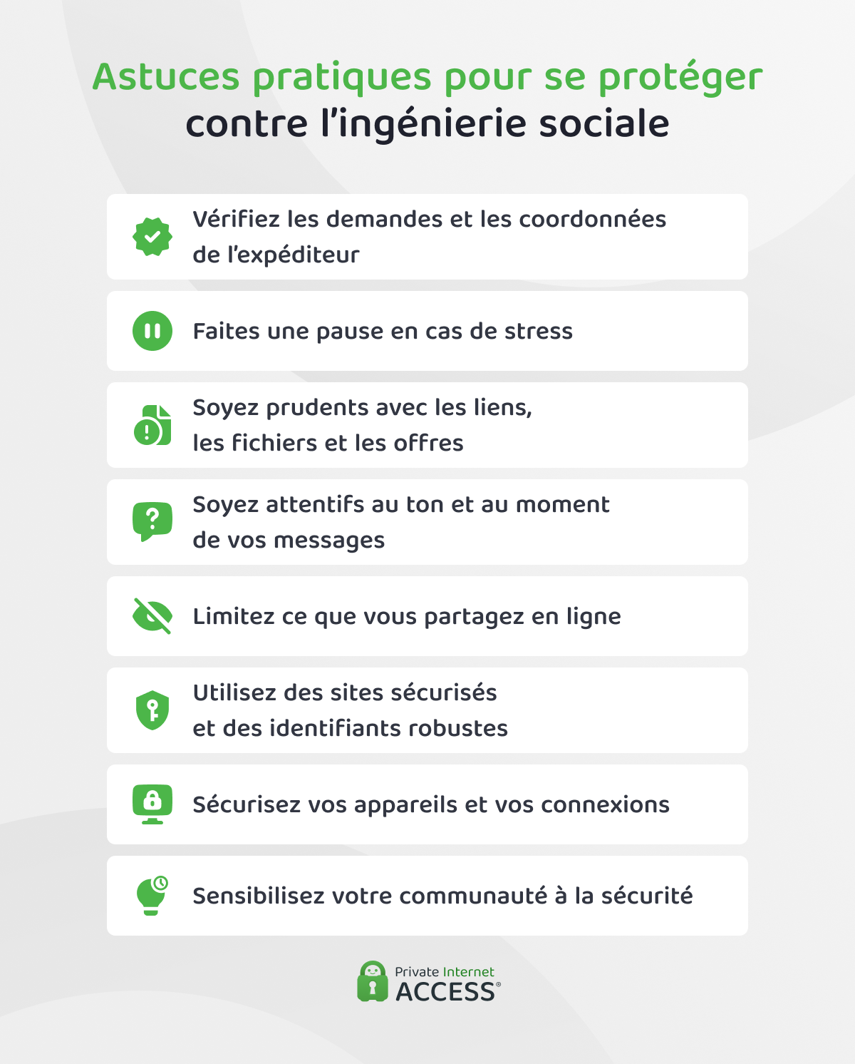 Mesures pratiques pour réduire le risque d’ingénierie sociale.