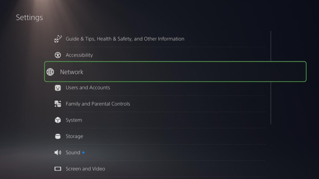 PS5 Network settings screen with “Set Up Internet Connection” highlighted.