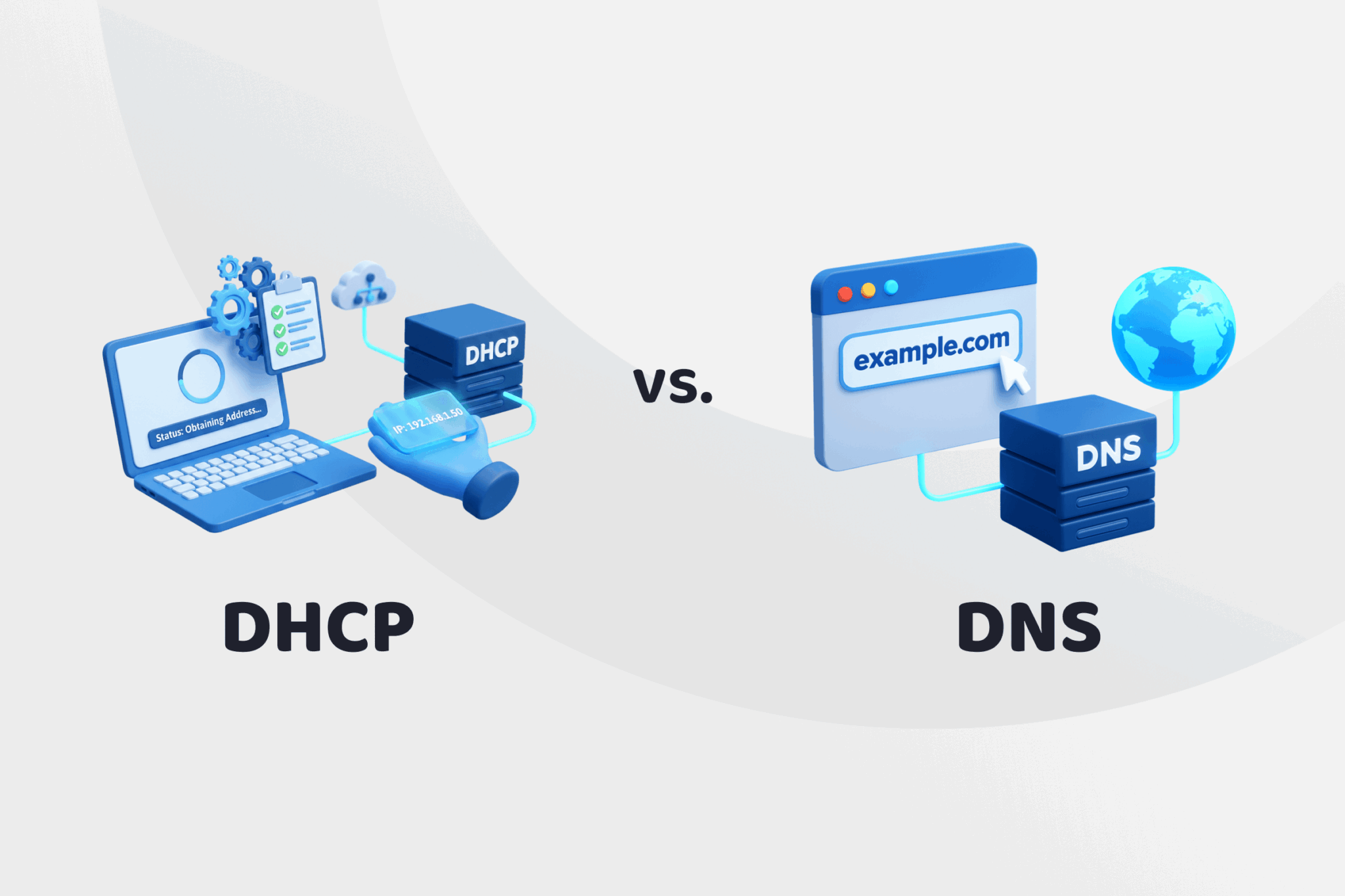 DHCP Vs DNS Key Differences Use Cases And Functions Featured Image DHCP Vs DNS 2048x1365 