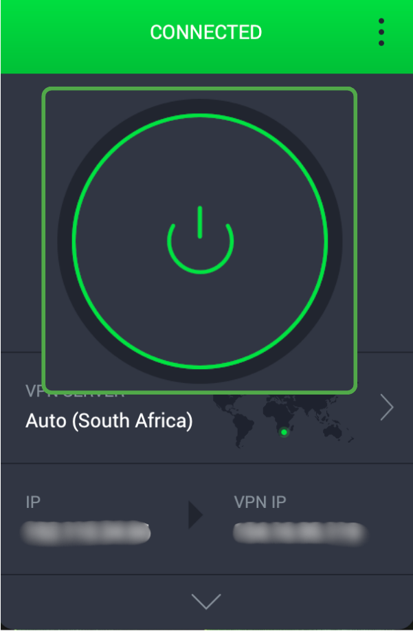 PIA VPN macOS app connection screen