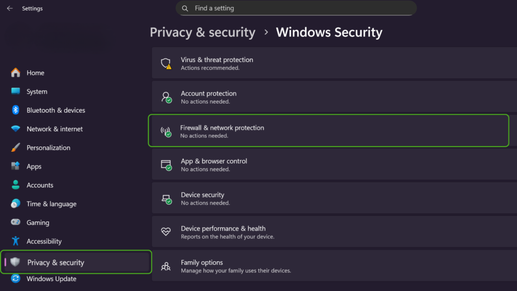 Windows Privacy & security settings