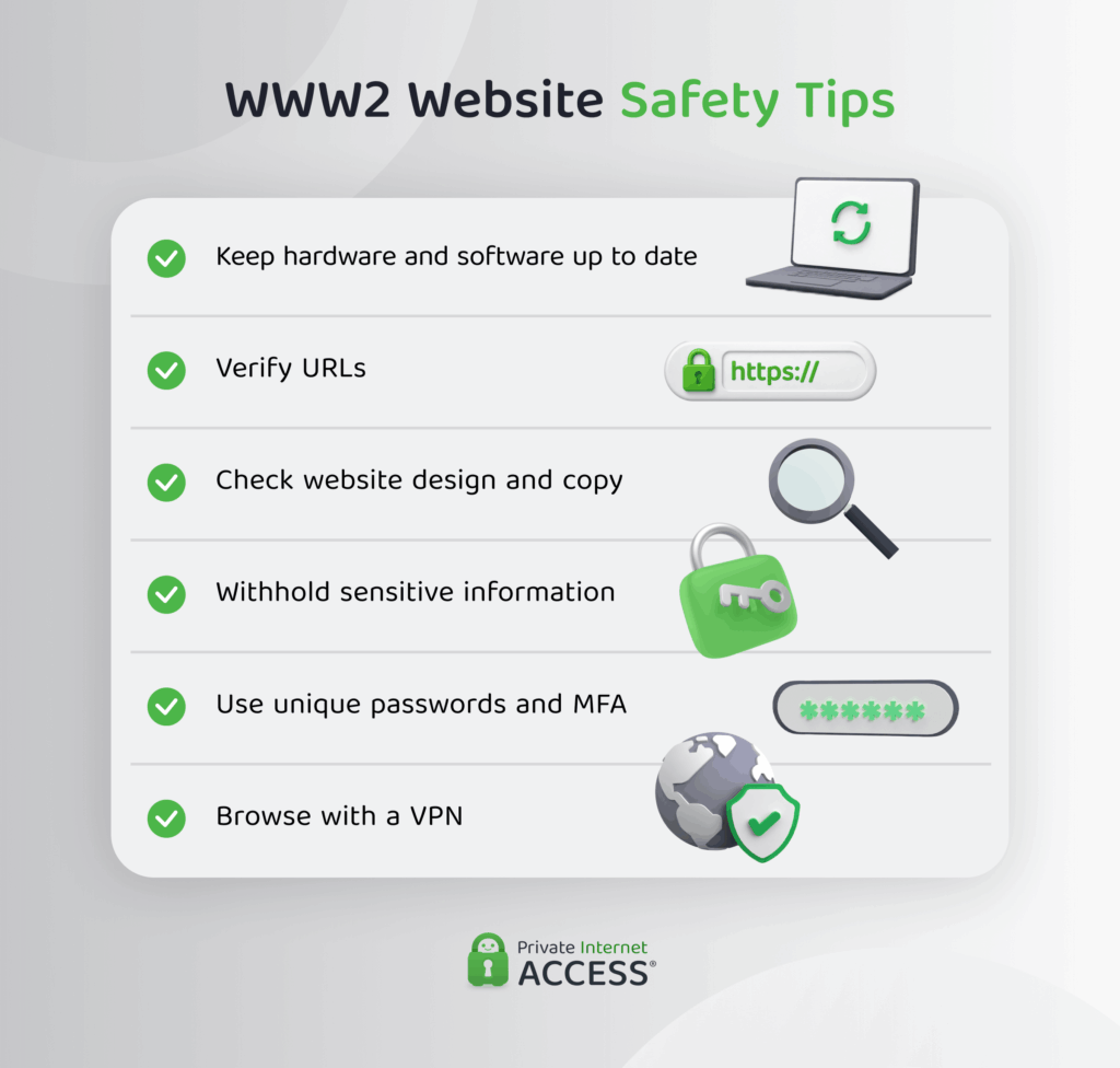 Checklist for WWW2 website safety