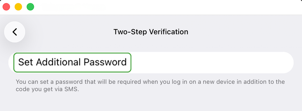 Enabling two-factor authentication on Telegram.